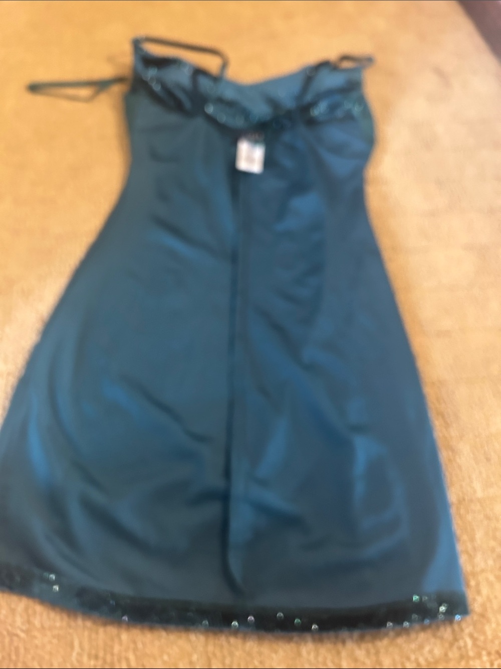 B Darlin Teal Glitter Cowl Neck Mini Dress - Picture 9 of 13